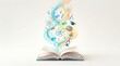 © spyrakot - Open book with educational science and math symbols rising upward