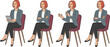 © mstlipibegum - Businesswoman in gray blazer sitting on chair in various poses vector illustration character set