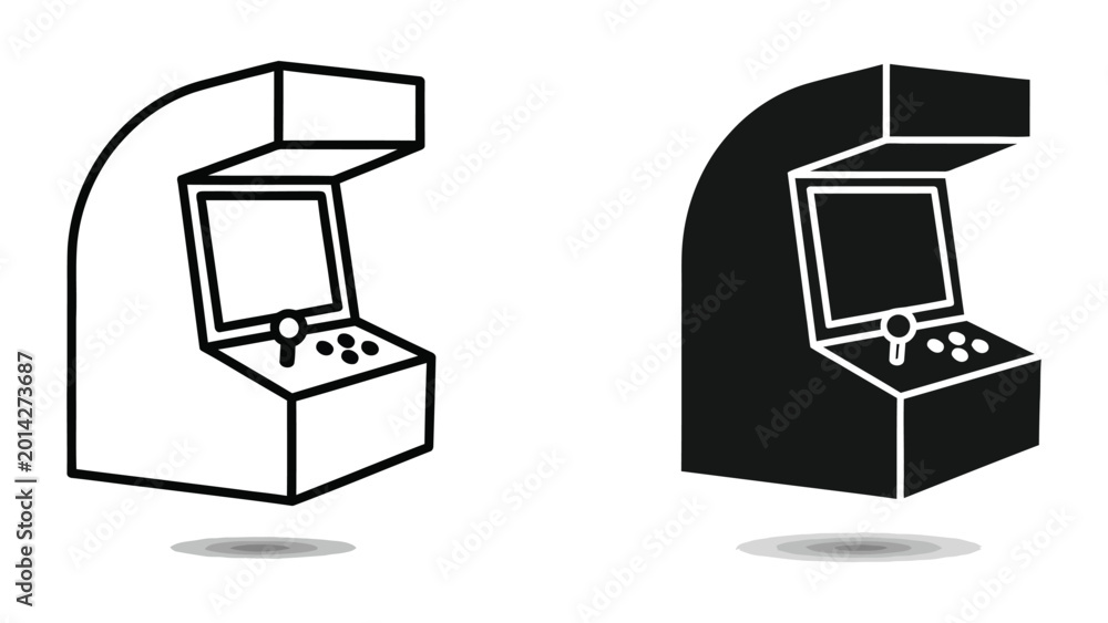 Arcade game cabinet with joystick and buttons comparison illustration ...