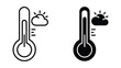 © Jahidul - Thermometer icons showing sunny and rainy weather conditions