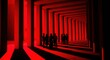 © Farhan - Abstract Concept of Silhouetted Business People Walking Through a Futuristic Red Hallway with Pillars