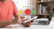 © Tabinda - Person rating a negative experience on a smartphone with sad face feedback form customer care user interface social media feedback smartphone experience