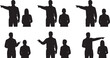 © ShahvezGrhi  - Black Solid Office Supervisor Guided Tour Pointing Silhouettes Set of Six on White Background