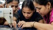 © HASANAH - Group of South Asian Female Textile Workers Focused on Sewing in Garment Factory