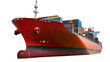 © Andrei - Isolated large red cargo container ship transporting goods across oceans, global freight logistics