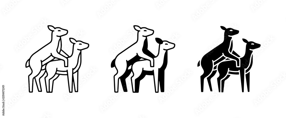 Can Mating Icon Deer Mating Icons, Wildlife Reproduction Symbols, Animal Breeding ...
