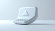 © Luki - Isolated white 3D render of a futuristic data entry device or keypad with a triangular symbol, soft studio lighting