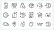 © Terra - Set of e-commerce and online shopping line icons including delivery, payment, customer support, and order tracking services.
