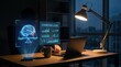 © FiligreeDigital - Cognitive Load Visualization Futuristic Holographic Interface Demonstrating Brain Activity and Data Analysis