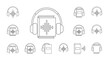 © Fajar - Audiobook Icons Set: Headphones & Books with Sound Waves