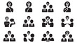 © MD.RAHIM - Business discussion and interactive idea sharing icons set vector silhouette people portraits.