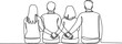 © Creative_Outline2019 - Continuous single line drawing of two happy couples sitting together and holding hands showing friendship and love in a simple artistic style Vector, illustration
