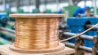 © Maksim Shebeko - Copper wire spool elegantly displayed in a vibrant manufacturing environment during daytime operations Generative AI