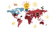© Andin - Global business and innovation concept with world map and icons representing growth and technology.