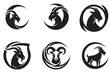 © Siyam Creative - Minimalist goat head and full body logos in circular shapes, vector illustration set.