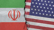 © Sofiia - flag of United States of America and flag of Iran on the wall