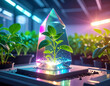 © AyuGraphica21 - Innovative Agricultural Technology with Young Plant Protected by Glass Shield