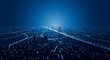 © An Inventive Design - Aerial view of a city at night with bright lights and roads