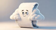 © Digital - Cute cartoon paper receipt character with fluffy cloud hands and friendly face smiling for consumer service and shopping payment feedback concepts.