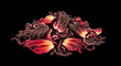 © dany - Dried Red Hibiscus Flowers Arranged on Black Background