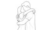 © Stock Image Paradise - Tender moment of two people embracing in a warm hug indoors with 2D CAD design