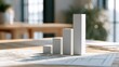 © FoxGrafy - Uptrending white blocks on detailed architectural blueprints, symbolizing project growth and successful planning