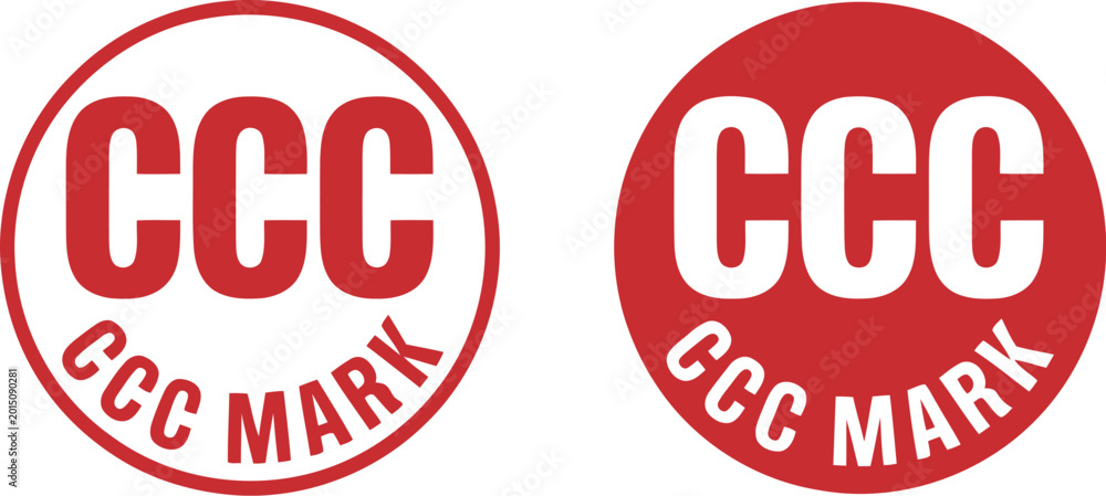 Red CCC Mark Certification Logo Set for Product Compliance and Safety ...