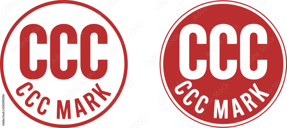 Red CCC Mark Certification Logo Set Isolated on White Background for ...