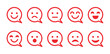 © Arvix - Happy and sad  emoji in speech bubble, cartoon icon vector illustration concept. Red vector isolated emoji collection. Customer feedback concept.