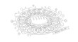© Azizi - Sausage Roll Day Celebration - Outline Drawing of Savory Pastries on a Platter with Festive Decorations