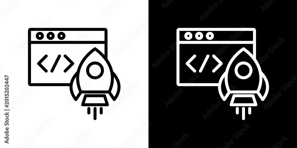 Deployment Icon Sheet Black And White Stock Vector | Adobe Stock