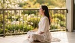© Sanjit - Artistic portrait of a graceful East Asian female model with delicate features and dark hair, looking thoughtfully away in a tranquil setting, ideal for beauty and fashion editorial projects.