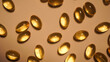 © Erick - Top view of scattered bunch of fish oil. Supplement for health, especially for the healthy of heart and brain.