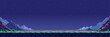 © hiten666 - Pixel art landscape of a night beach under a starry sky. 8-bit game background with mountains and grass. Retro digital scenery for adventure video game interface or website design.