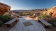 © D - Desert patio with rock formations and benches