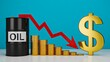 © Ansar - Oil price decline concept with barrels coins and falling arrow