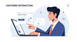 © Ayem - Business professional interacting with customer service on laptop screen, digital communication.