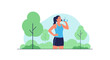 © doma - Woman drinking water after running in park, healthy lifestyle, fitness, outdoor exercise