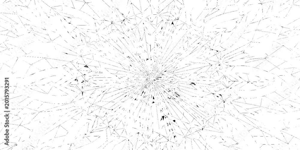 Vector illustration of shattered glass or broken window with radial ...