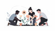 © ziya - People Planting Flowers Together Outdoors.