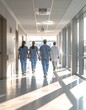© grs - Medical staff walking down a bright hospital corridor (195)