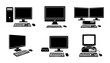© Shanta - Retro and Modern Desktop Computer Icons, Vintage PC Set, Technology Graphics, Office Equipment