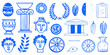 © ShibuProsad - ancient greek artifacts and architecture vector illustration on black