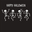© Kamrul - Dancing skeletons illustration with happy halloween text on black background