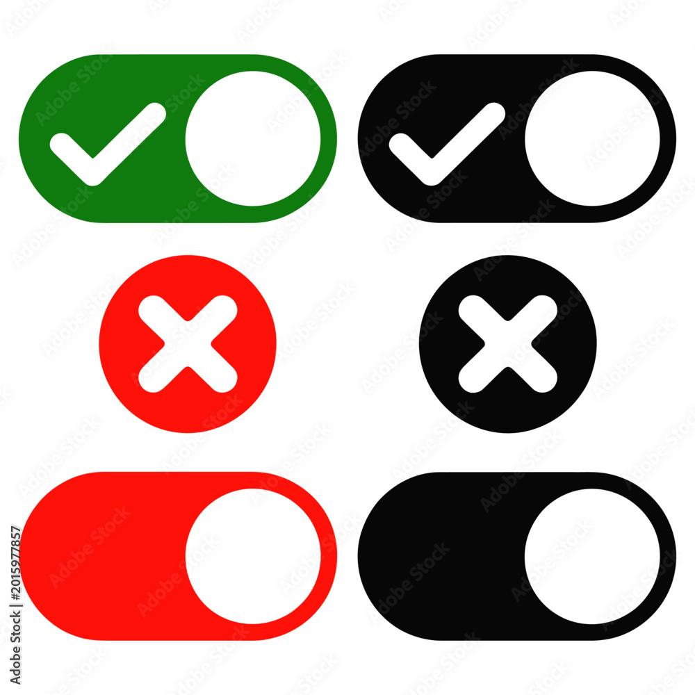 Toggle Switch Icons Showing Active and Inactive States Stock Vector ...