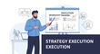 © Kael - Business strategy execution presentation with charts and graphs on whiteboard