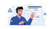 © Lyden - Customer service agent with service outage report, warning icons
