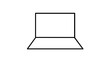 © Ali - Open laptop computer vector icon showing a sleek silver notebook with a bright glowing screen, rendered in a clean line art style for modern technology and digital innovation illustrations.