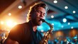 © svastix - A talented musician lost in his music plays the saxophone on stage, surrounded by vibrant lights, embodying the essence of jazz and creative expression in a lively atmosphere.