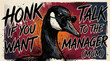 © Reza - Humorous Canada Goose with Round Sunglasses Illustration, Honk If You Want To Talk To The Manager Mom Retro Graphic Art